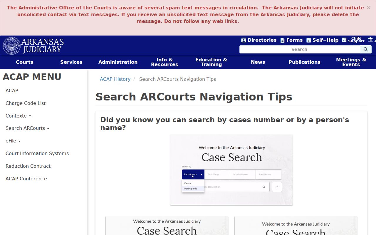 Scott County court record Search ARCourts filter tips